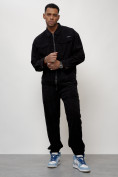 Оптом Спортивный костюм мужской модный из микровельвета черного цвета 55002Ch в  Красноярске, фото 9