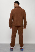 Оптом Спортивный костюм мужской модный из микровельвета коричневого цвета 55002K в Баку, фото 4