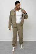 Оптом Спортивный костюм мужской модный из микровельвета цвета хаки 55002Kh в Сочи, фото 12