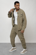 Оптом Спортивный костюм мужской модный из микровельвета цвета хаки 55002Kh, фото 16