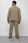 Оптом Спортивный костюм мужской модный из микровельвета цвета хаки 55002Kh, фото 4