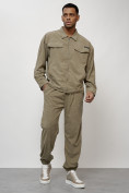 Оптом Спортивный костюм мужской модный из микровельвета цвета хаки 55002Kh, фото 9