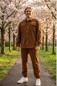 Оптом Спортивный костюм мужской весна-лето коричневого цвета 55003K, фото 5
