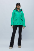 Оптом Куртка спортиная женская с капюшоном зеленого цвета 551702Z в Екатеринбурге