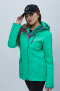 Оптом Куртка спортиная женская с капюшоном зеленого цвета 551702Z в Екатеринбурге, фото 10