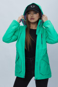 Оптом Куртка спортиная женская с капюшоном зеленого цвета 551702Z в Екатеринбурге, фото 11