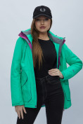 Оптом Куртка спортиная женская с капюшоном зеленого цвета 551702Z в Казани, фото 16