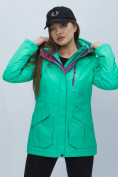 Оптом Куртка спортиная женская с капюшоном зеленого цвета 551702Z в Екатеринбурге, фото 5