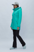 Оптом Парка женская с капюшоном бирюзового цвета 551706Br в Казани, фото 2