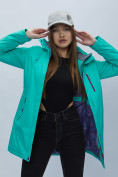 Оптом Парка женская с капюшоном бирюзового цвета 551706Br в Казани, фото 5