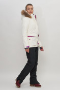 Оптом Куртка спортивная женская зимняя с мехом белого цвета 551777Bl в Казани, фото 3