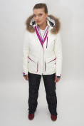Оптом Куртка спортивная женская зимняя с мехом белого цвета 551777Bl в Екатеринбурге, фото 5
