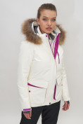Оптом Куртка спортивная женская зимняя с мехом белого цвета 551777Bl в Екатеринбурге, фото 6