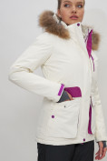 Оптом Куртка спортивная женская зимняя с мехом белого цвета 551777Bl в Казани, фото 8