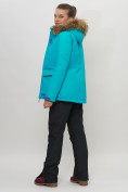 Оптом Куртка спортивная женская зимняя с мехом бирюзового цвета 551777Br в Казани, фото 9