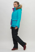 Оптом Куртка спортивная женская зимняя с мехом бирюзового цвета 551777Br в Казани, фото 2
