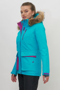 Оптом Куртка спортивная женская зимняя с мехом бирюзового цвета 551777Br в Казани, фото 6