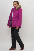 Оптом Куртка спортивная женская зимняя с мехом фиолетового цвета 551777F в Екатеринбурге, фото 13