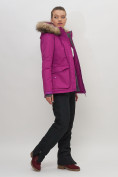 Оптом Куртка спортивная женская зимняя с мехом фиолетового цвета 551777F в Екатеринбурге, фото 14