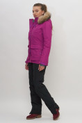 Оптом Куртка спортивная женская зимняя с мехом фиолетового цвета 551777F в Екатеринбурге, фото 2