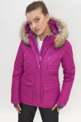 Оптом Куртка спортивная женская зимняя с мехом фиолетового цвета 551777F в Екатеринбурге, фото 7