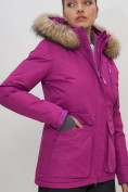 Оптом Куртка спортивная женская зимняя с мехом фиолетового цвета 551777F в Екатеринбурге, фото 8