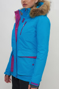 Оптом Куртка спортивная женская зимняя с мехом синего цвета 551777S в Казани, фото 8