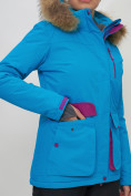 Оптом Куртка спортивная женская зимняя с мехом синего цвета 551777S в Казани, фото 9
