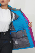 Оптом Куртка спортивная женская зимняя с мехом синего цвета 551777S в Екатеринбурге, фото 14