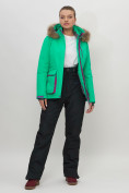 Оптом Куртка спортивная женская зимняя с мехом салатового цвета 551777Sl в Казани, фото 11
