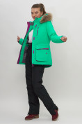 Оптом Куртка спортивная женская зимняя с мехом салатового цвета 551777Sl в Казани, фото 12