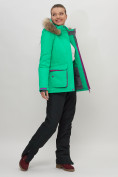 Оптом Куртка спортивная женская зимняя с мехом салатового цвета 551777Sl в Казани, фото 13