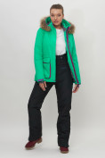 Оптом Куртка спортивная женская зимняя с мехом салатового цвета 551777Sl в Казани, фото 14