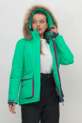 Оптом Куртка спортивная женская зимняя с мехом салатового цвета 551777Sl в Екатеринбурге, фото 16