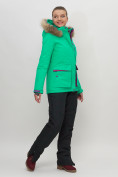 Оптом Куртка спортивная женская зимняя с мехом салатового цвета 551777Sl в Казани, фото 3