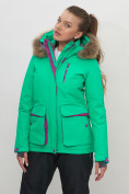 Оптом Куртка спортивная женская зимняя с мехом салатового цвета 551777Sl в Казани, фото 4