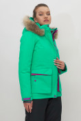 Оптом Куртка спортивная женская зимняя с мехом салатового цвета 551777Sl в Казани, фото 5