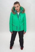 Оптом Куртка спортивная женская зимняя с мехом салатового цвета 551777Sl в Екатеринбурге, фото 6