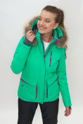 Оптом Куртка спортивная женская зимняя с мехом салатового цвета 551777Sl в Казани, фото 7