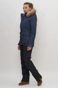 Оптом Куртка спортивная женская зимняя с мехом темно-синего цвета 551777TS в Казани, фото 2