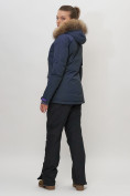 Оптом Куртка спортивная женская зимняя с мехом темно-синего цвета 551777TS в Казани, фото 4