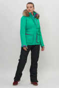 Оптом Куртка спортивная женская зимняя с мехом зеленого цвета 551777Z в Казани, фото 2