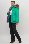 Оптом Куртка спортивная женская зимняя с мехом зеленого цвета 551777Z в Казани, фото 10