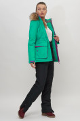 Оптом Куртка спортивная женская зимняя с мехом зеленого цвета 551777Z в Казани, фото 11