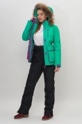 Оптом Куртка спортивная женская зимняя с мехом зеленого цвета 551777Z в Казани, фото 15