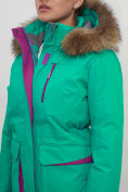 Оптом Куртка спортивная женская зимняя с мехом зеленого цвета 551777Z в Екатеринбурге, фото 7