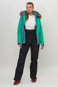 Оптом Куртка спортивная женская зимняя с мехом зеленого цвета 551777Z в Казани, фото 9
