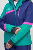 Оптом Горнолыжная куртка женская бирюзового цвета 551901Br, фото 7