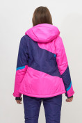 Оптом Горнолыжная куртка женская розового цвета 551901R в Казани, фото 3