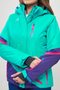 Оптом Горнолыжная куртка женская бирюзового цвета 551911Br в Казани, фото 7
